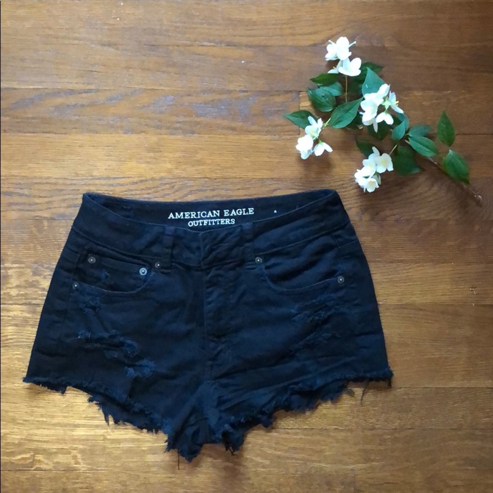 Black denim shorts, American Eagle, size 6